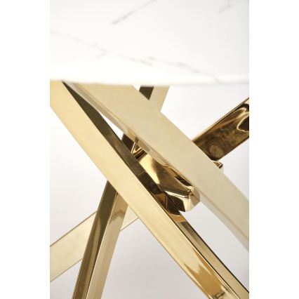 Mesa de jantar ESTEN 100 cm branca/dourada