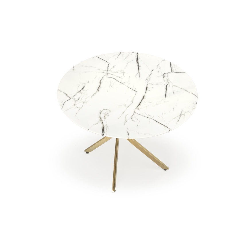 Mesa de jantar ESTEN 100 cm branca/dourada