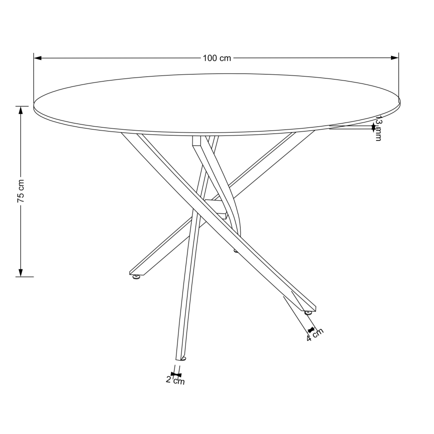 Mesa de jantar ESTEN 100 cm branca/dourada
