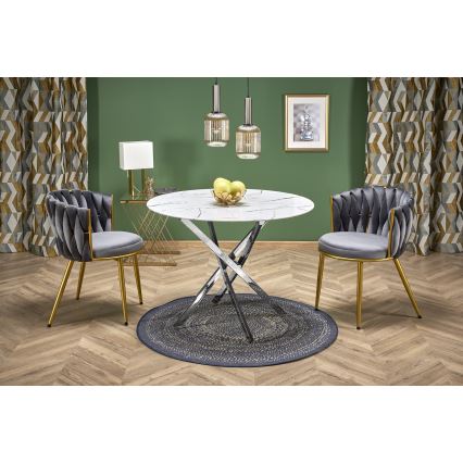 Mesa de jantar ESTEN 100 cm branca/prateada