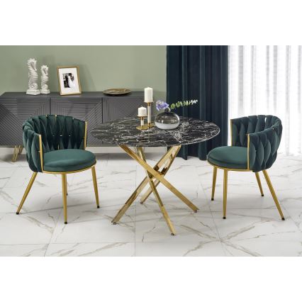 Mesa de jantar ESTEN 100 cm preto/dourado