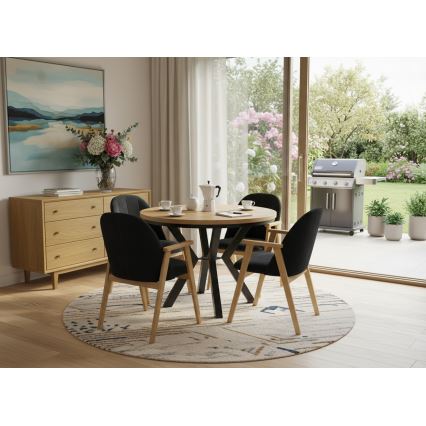 Mesa de jantar extensível CONVI 100/140x73 cm carvalho craft/preta