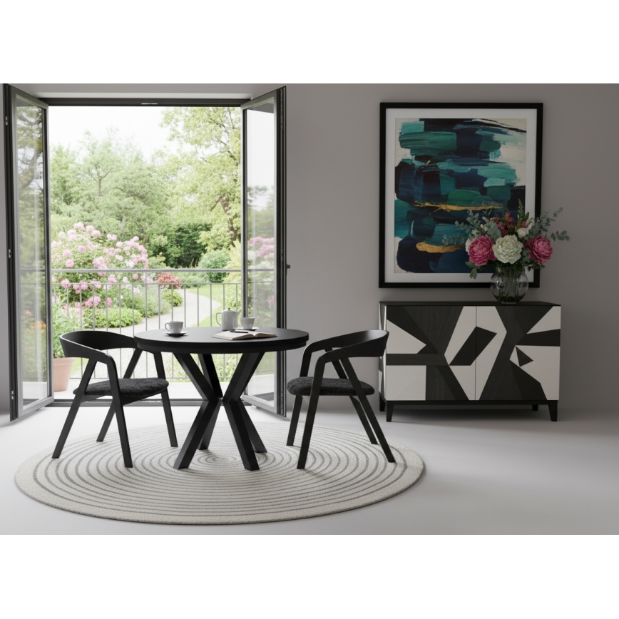 Mesa de jantar extensível CONVI 100/140x73 cm preta
