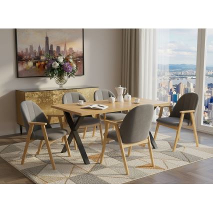 Mesa de jantar extensível DOMO 150/190x80 cm carvalho craft/preto