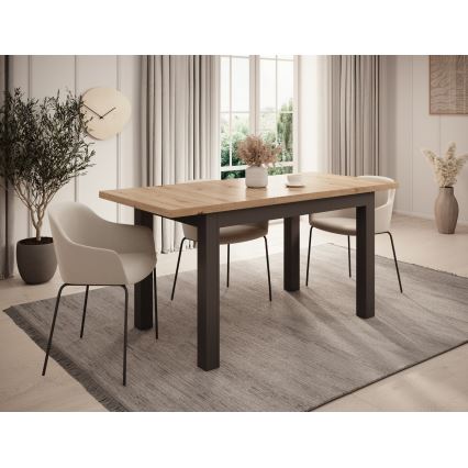 Mesa de jantar extensível DOO 120/160x75 cm carvalho artisan/preto