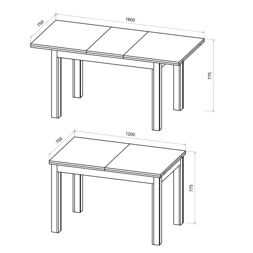 Mesa de jantar extensível DOO 120/160x75 cm carvalho artisan/preto