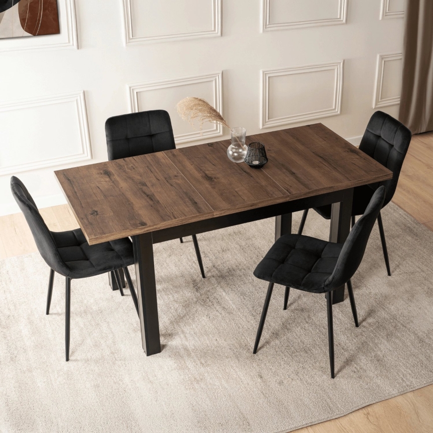 Mesa de jantar extensível DOO 120/160x75 cm macadâmia/preta
