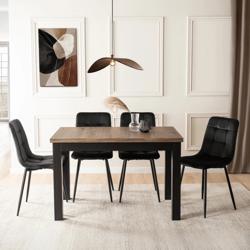 Mesa de jantar extensível DOO 120/160x75 cm macadâmia/preta