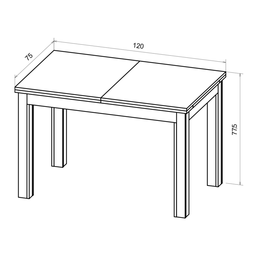 Mesa de jantar extensível DOO 120/160x75 cm, nogueira clara