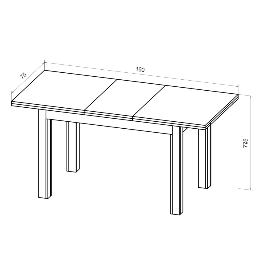 Mesa de jantar extensível DOO 120/160x75 cm, nogueira clara