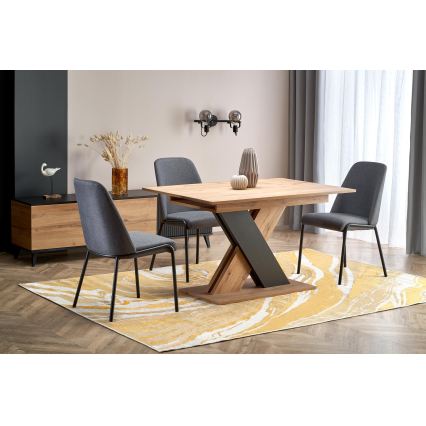 Mesa de jantar extensível DROM 130/175x85 cm carvalho Wotan/preto