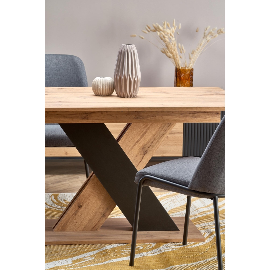 Mesa de jantar extensível DROM 130/175x85 cm carvalho Wotan/preto
