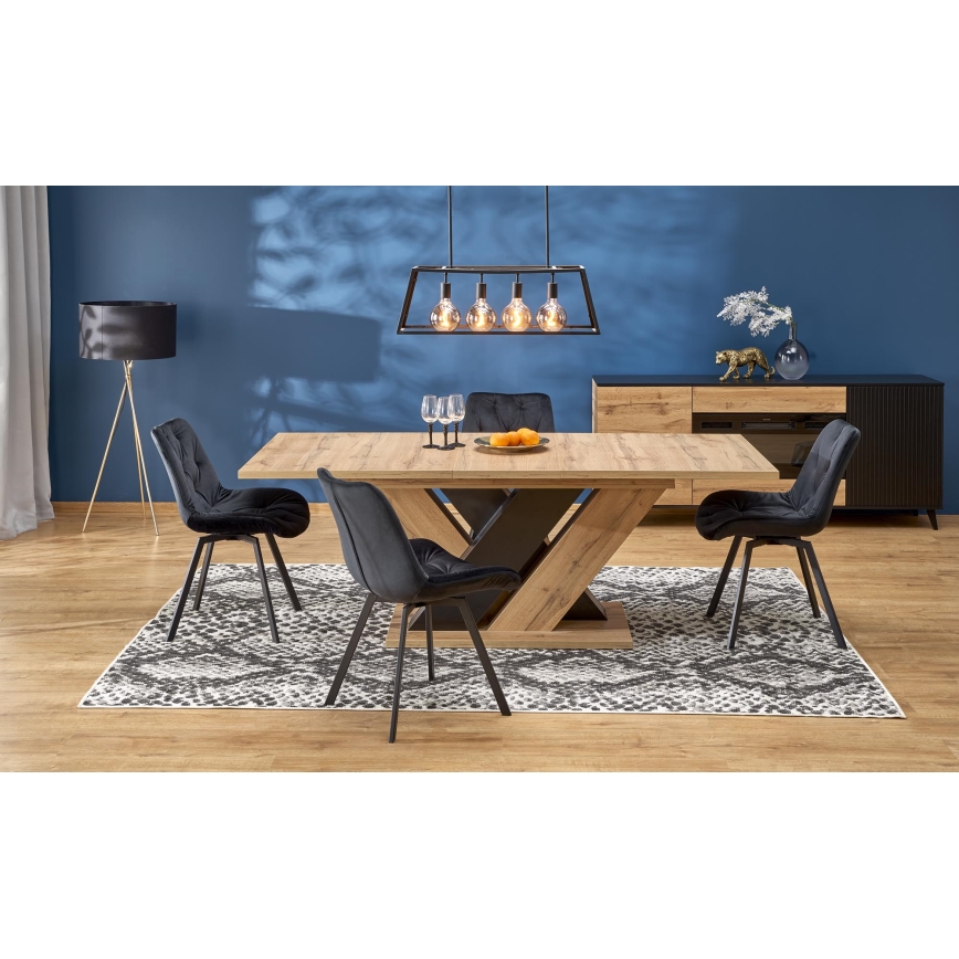 Mesa de jantar extensível DROM 160/200x90 cm carvalho wotan/preto