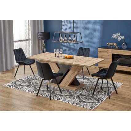 Mesa de jantar extensível DROM 160/200x90 cm carvalho wotan/preto