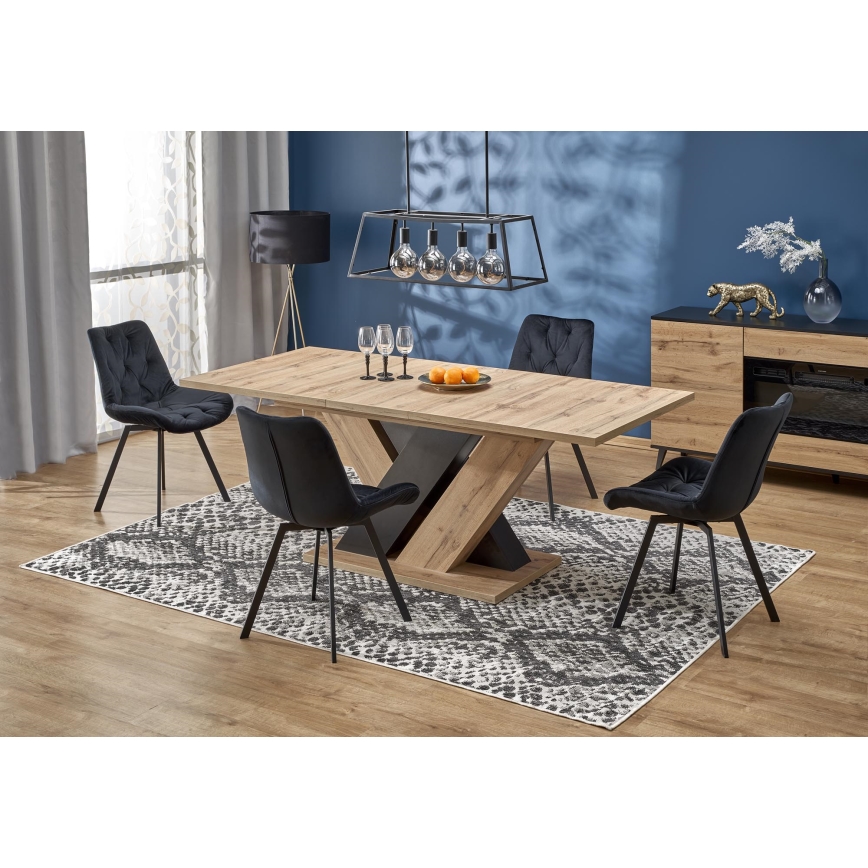 Mesa de jantar extensível DROM 160/200x90 cm carvalho wotan/preto