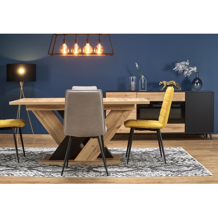 Mesa de jantar extensível DROM 160/200x90 cm carvalho wotan/preto