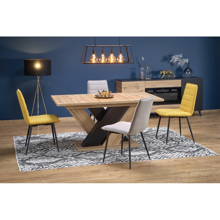 Mesa de jantar extensível DROM 160/200x90 cm carvalho wotan/preto
