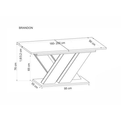 Mesa de jantar extensível DROM 160/200x90 cm carvalho wotan/preto