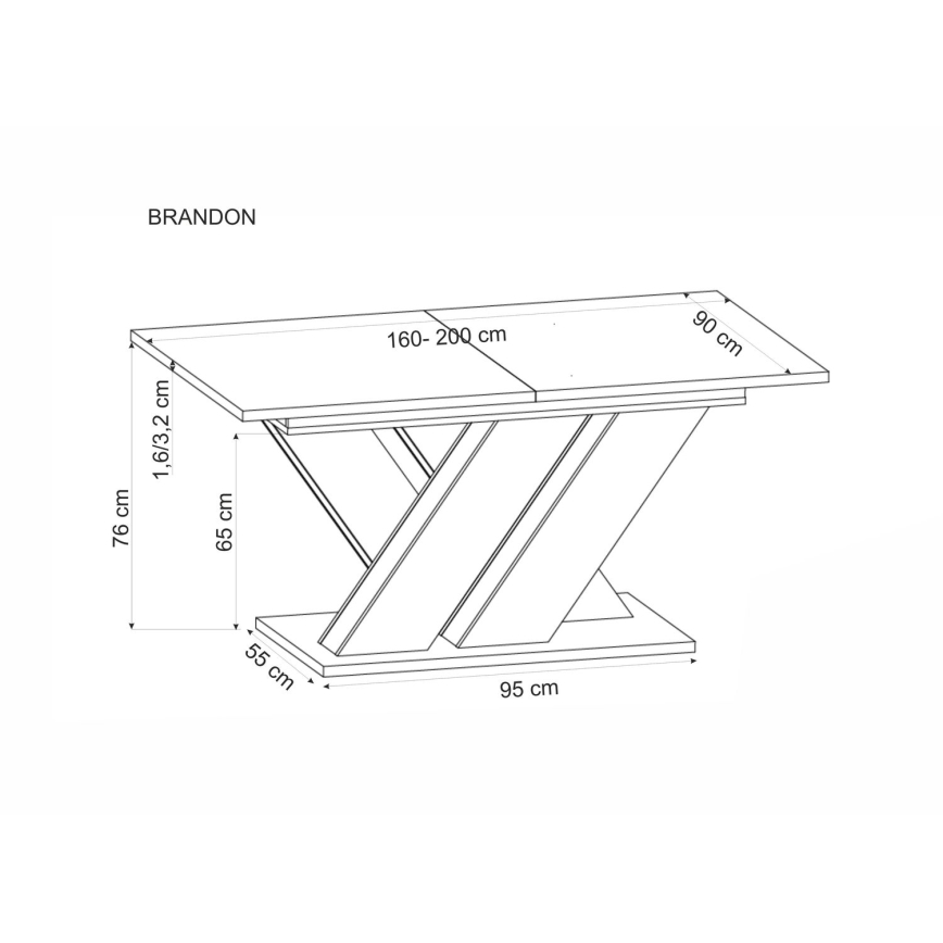 Mesa de jantar extensível DROM 160/200x90 cm carvalho wotan/preto