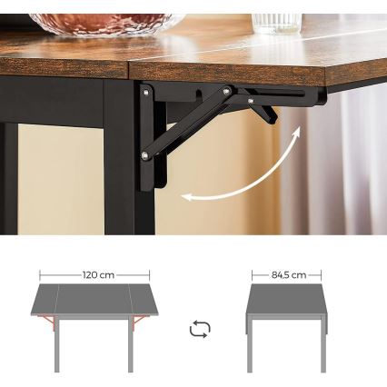 Mesa de jantar extensível ELDUR castanha/preta