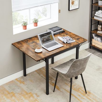 Mesa de jantar extensível ELDUR castanha/preta