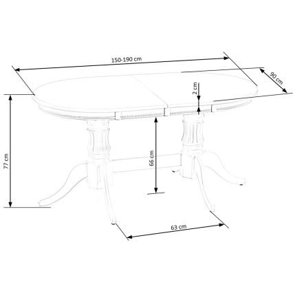 Mesa de jantar extensível FUERTE 150/190x90 cm branca