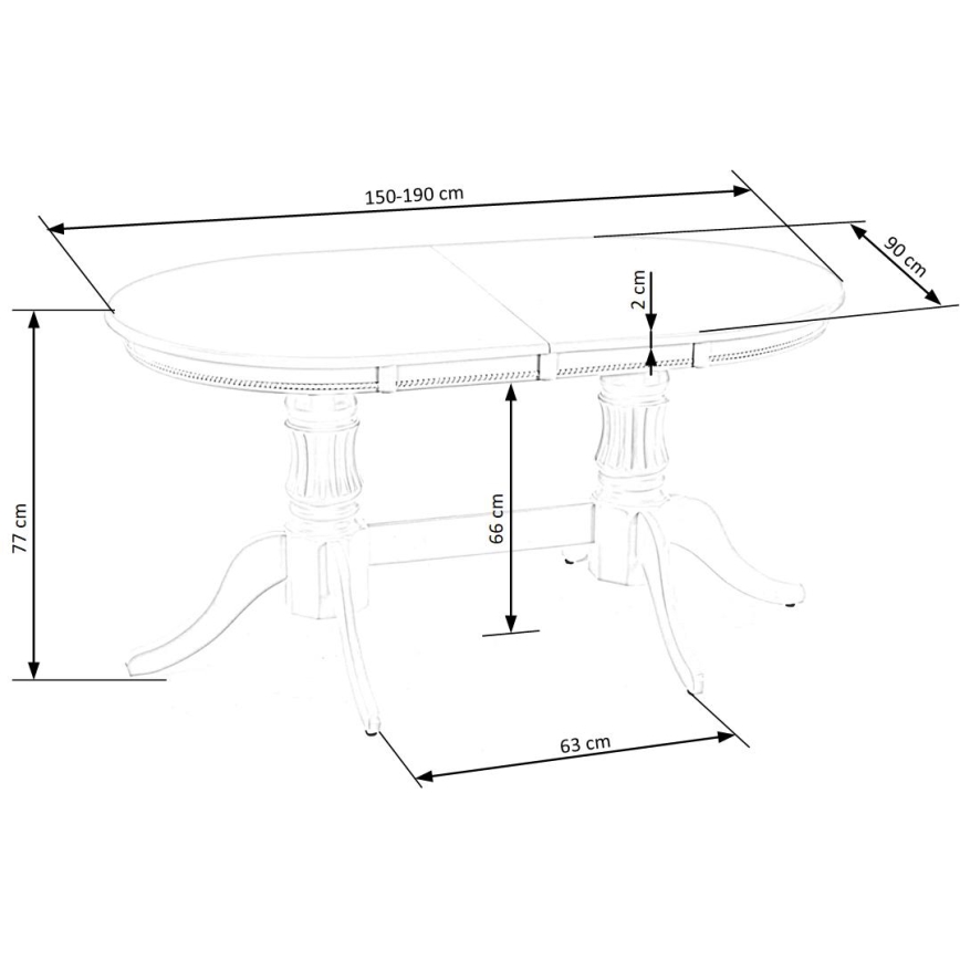 Mesa de jantar extensível FUERTE 150/190x90 cm branca