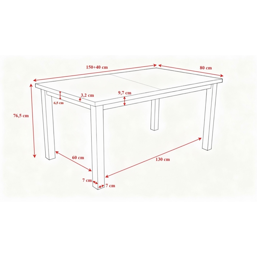 Mesa de jantar extensível LIAM carvalho sonoma