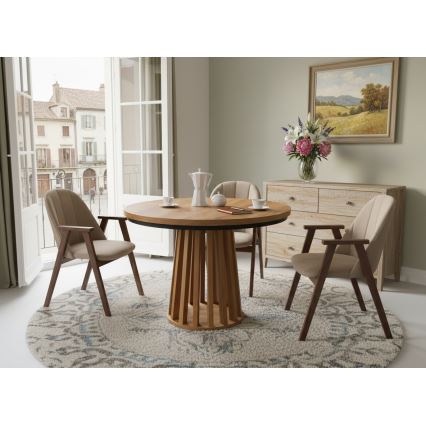 Mesa de jantar extensível NEXUS 100/140 x 77 cm carvalho Lefkas/preto