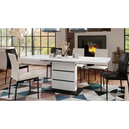 Mesa de jantar extensível PAOLO branco/preto