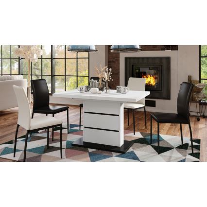 Mesa de jantar extensível PAOLO branco/preto