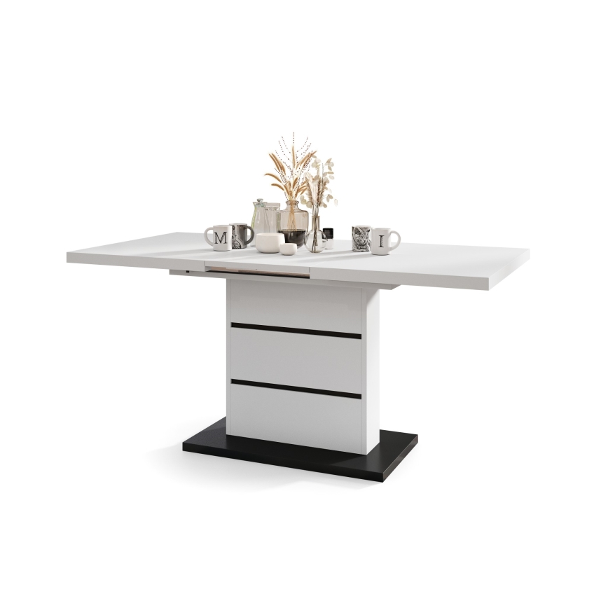 Mesa de jantar extensível PAOLO branco/preto