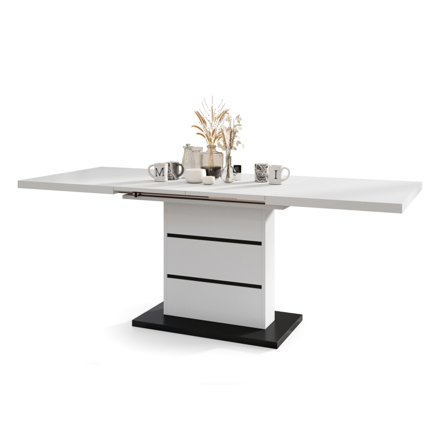Mesa de jantar extensível PAOLO branco/preto