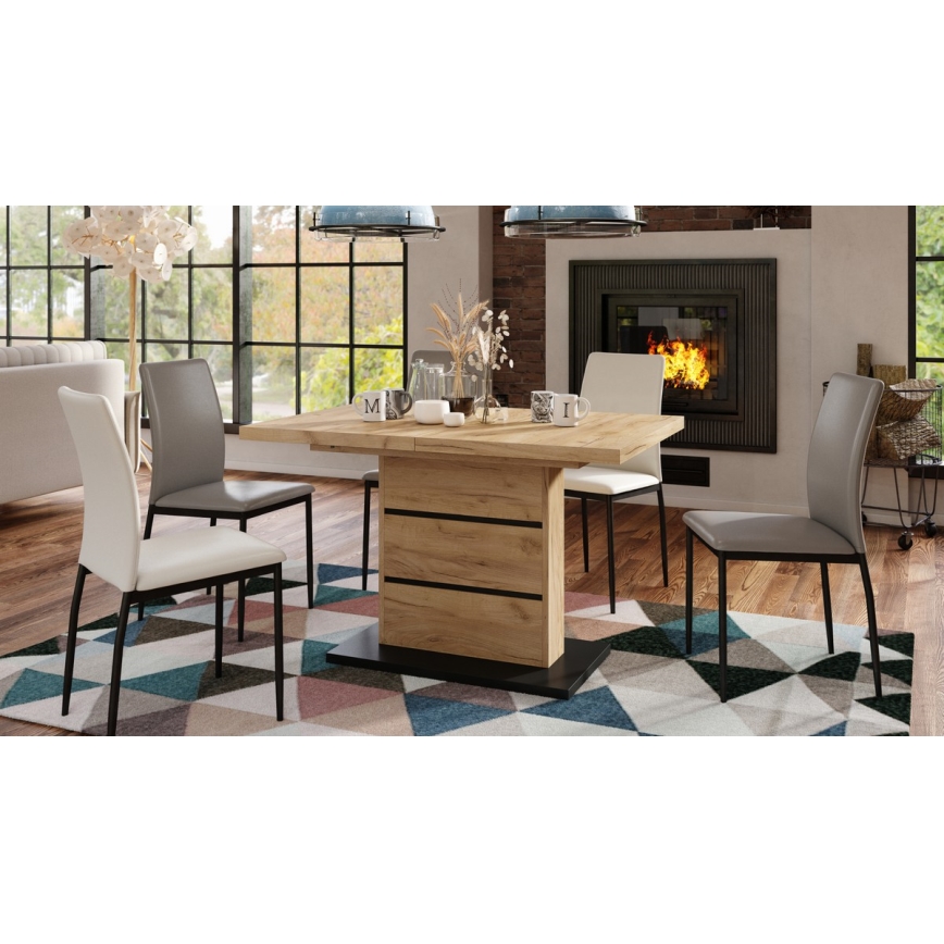 Mesa de jantar extensível PAOLO carvalho craft/preto