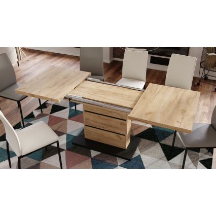 Mesa de jantar extensível PAOLO carvalho craft/preto