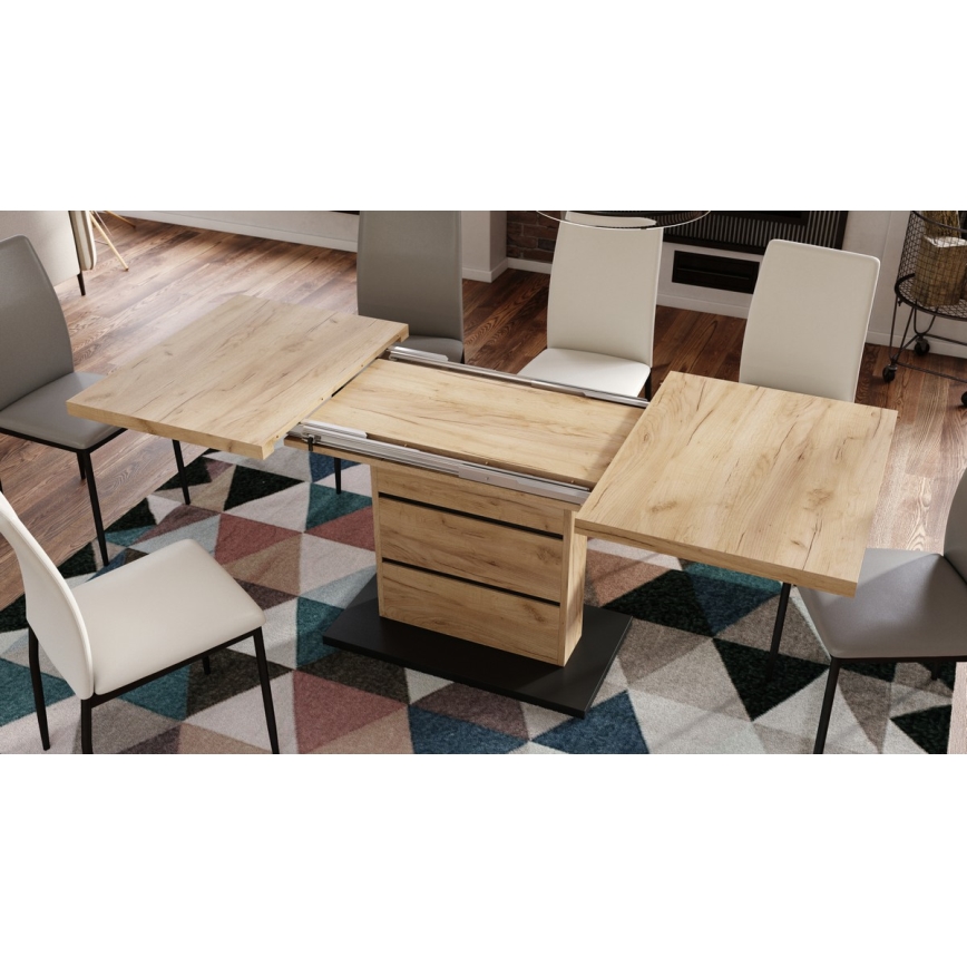 Mesa de jantar extensível PAOLO carvalho craft/preto