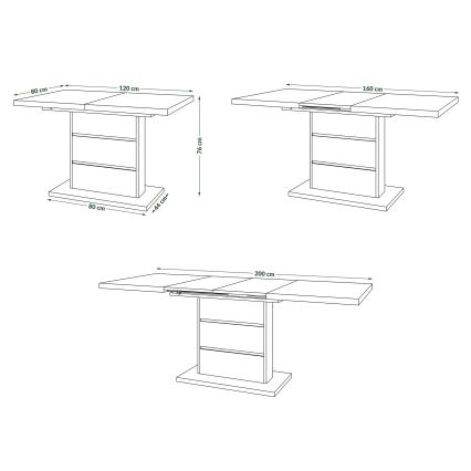 Mesa de jantar extensível PAOLO carvalho craft/preto