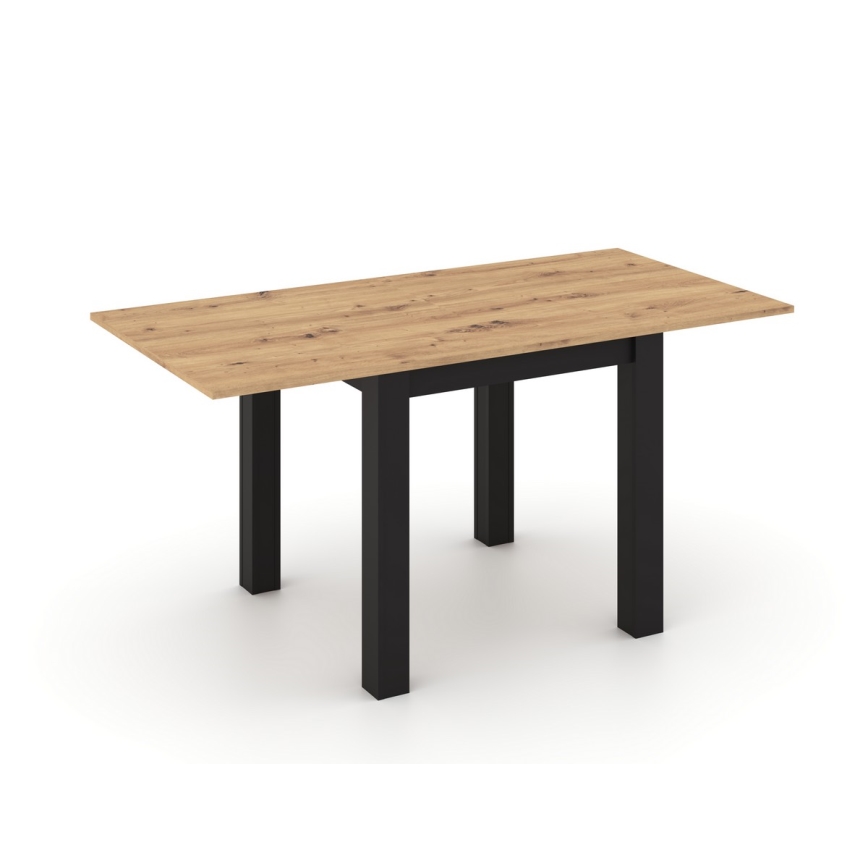 Mesa de jantar extensível ZARO 80/160x80 cm carvalho artisan/preto