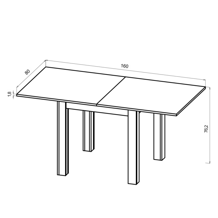 Mesa de jantar extensível ZARO 80/160x80 cm carvalho artisan/preto