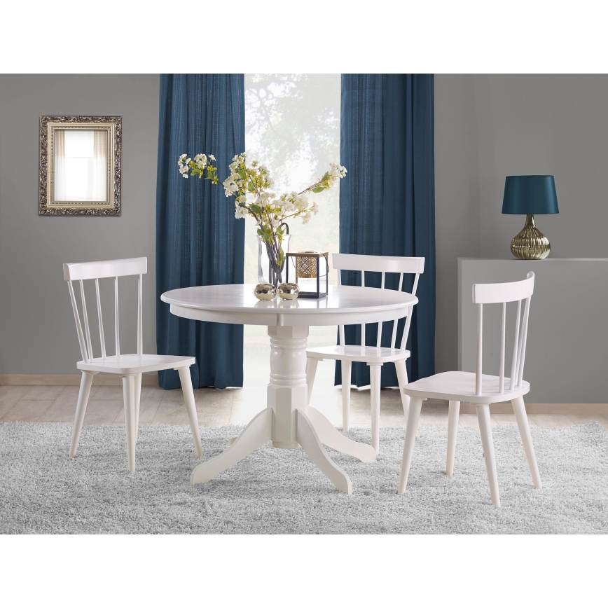 Mesa de jantar KOTI, diâmetro 106 cm, branca