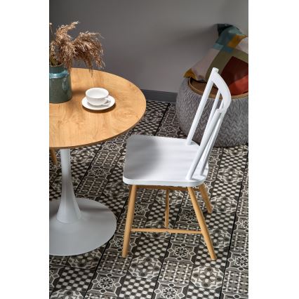 Mesa de jantar LUGI Ø 80 cm castanho/branco