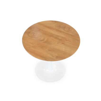 Mesa de jantar LUGI Ø 80 cm castanho/branco