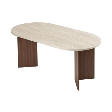 Mesa de jantar NEL 180x90 cm travertino/nogueira