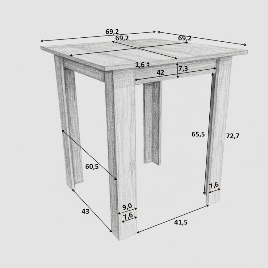 Mesa de jantar quadrado LEVI carvalho