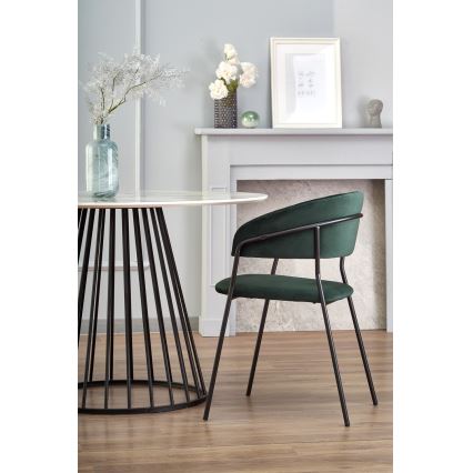 Mesa de jantar SEREIN, acabamento mármore branco/preto