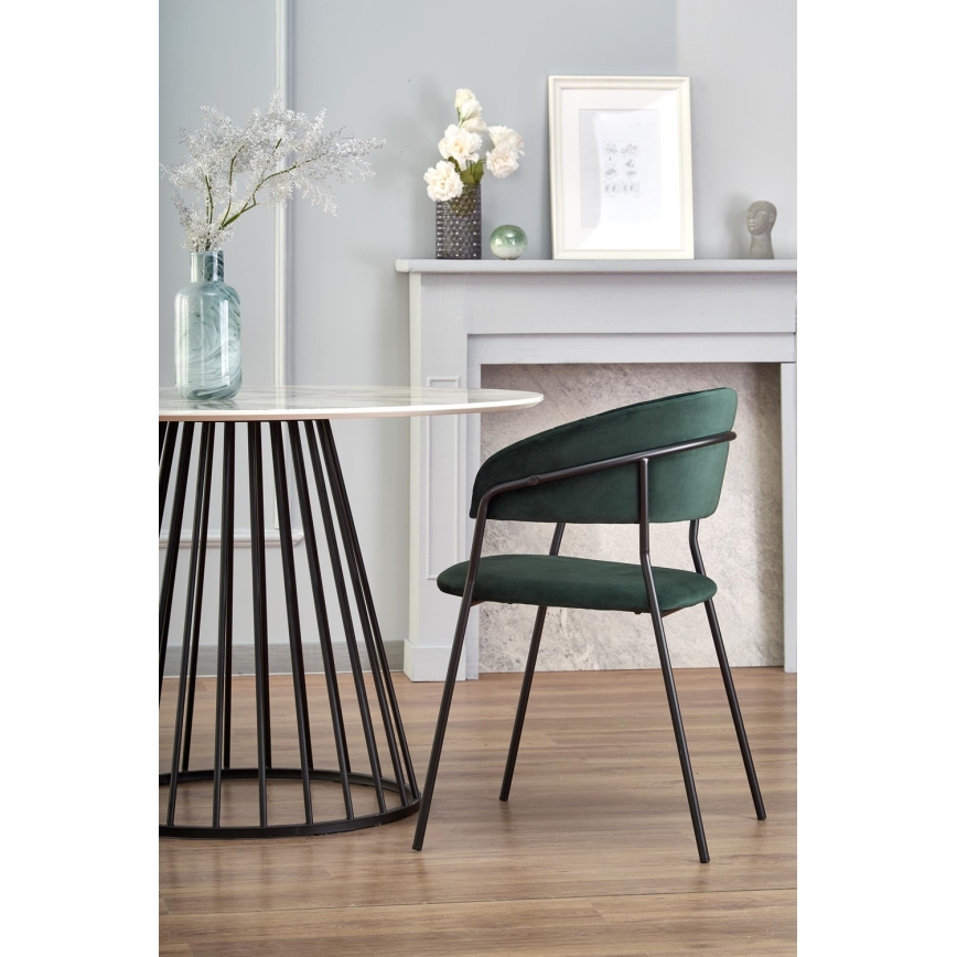 Mesa de jantar SEREIN, acabamento mármore branco/preto