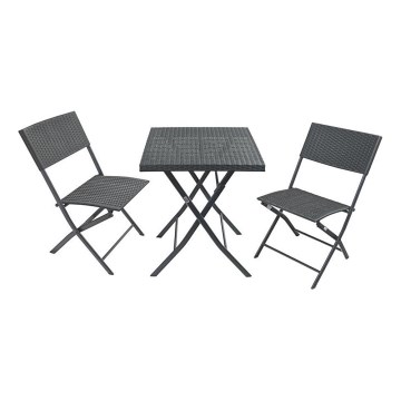 Mesa de jardim + 2 cadeiras cinza