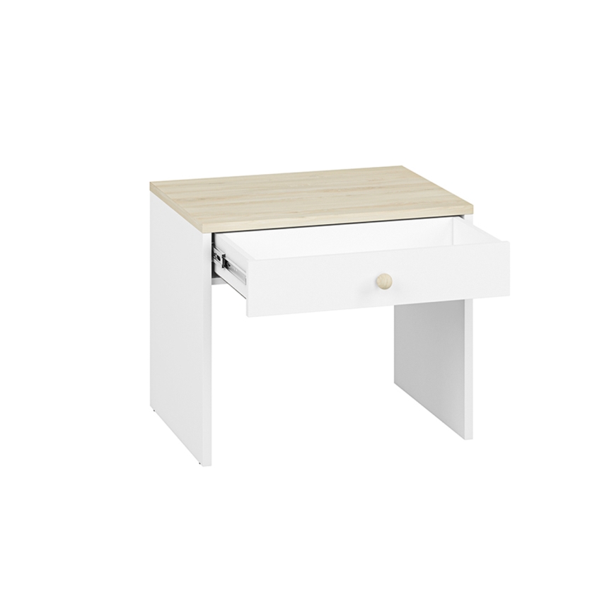 Mesa de cabeceira BUBO 58x69 cm branco/bordo claro