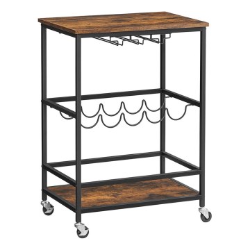 Mesa de servir para garrafas e copos MARGE, castanho/preto