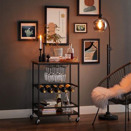 Mesa de servir para garrafas e copos MARGE, castanho/preto